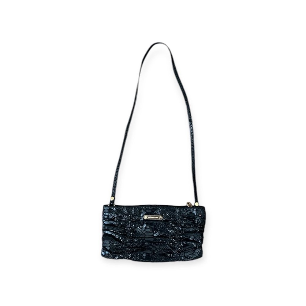 Black Micheal Kors Patent Animal Print Clutch Strap Bag - Picture 2 of 13